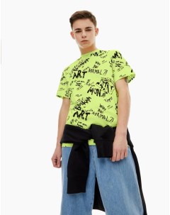 Салатовая футболка с граффити принтом для мальчика Gloria jeans
