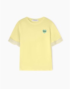 Жёлтая футболка с нашивкой для девочки Gloria jeans