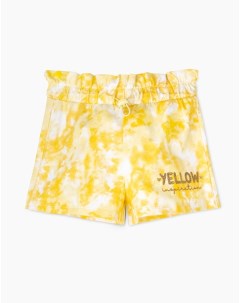 Желтые шорты Paperbag тай дай с принтом для девочки Gloria jeans