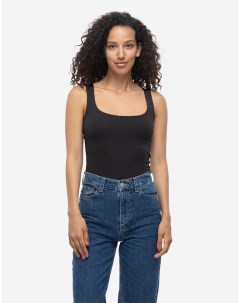 Черная базовая майка с вырезом каре Gloria jeans