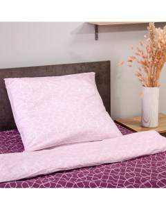 Комплект постельного белья Simplify New Violet Geometry 1 5 сп нав 70х70 см поплин Домовой