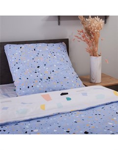 Комплект постельного белья Simplify New Blue terrazzo 1 5 сп нав 50х70 см поплин Домовой