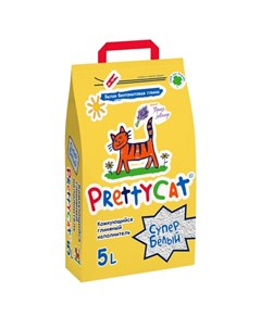 PrettyCat Супер белый комкующийся наполнитель для кошачьих туалетов с лавандой 5 кг Prettycat