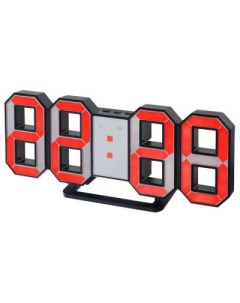 LED часы будильник LUMINOUS черный корпус красная подсветка PF 663 Perfeo