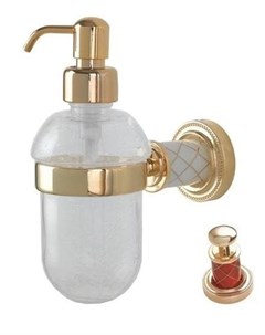 Дозатор для жидкого мыла настенный Murano золото с красным Boheme