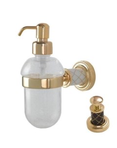 Дозатор для жидкого мыла настенный Murano золото с коричневым Boheme