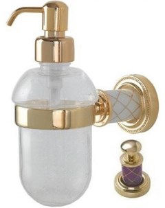Дозатор для жидкого мыла настенный Murano золото с фиолетовым Boheme