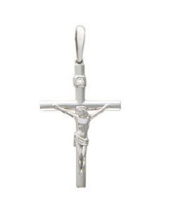 Крестик с бриллиантом из белого золота Эстет