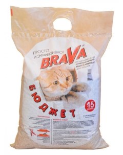 Наполнитель для кошачьего туалета Бюджет минеральный 15 л Brava
