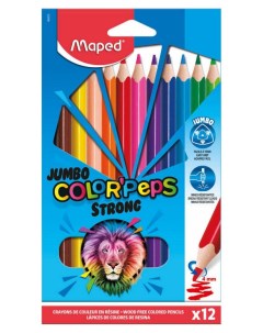 Карандаши цветные Jumbo Strong пластиковые 12 цветов Maped