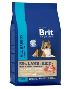 Сухой корм для собак гипоаллергенный Premium Lamb Rice ягненок рис 8 кг Brit*