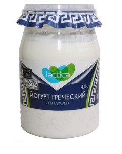 Йогурт греческий натуральный без сахара 4 190 г Lactica
