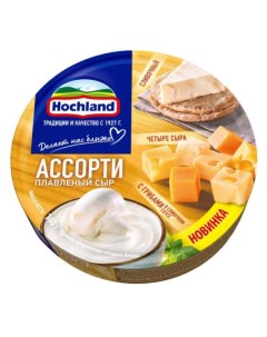 Сыр плавленый ассорти сливочный четыре сыра с грибами в сливочном соусе 50 БЗМЖ 140 г Hochland