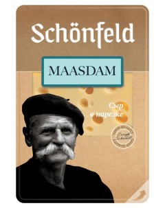 Сыр полутвердый Маасдам нарезка БЗМЖ 125 г Schonfeld