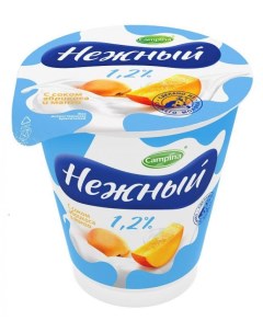 Йогуртный продукт Нежный с соком абрикоса и манго 1 2 БЗМЖ 320 г Campina