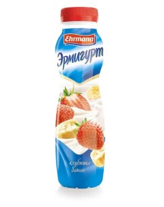 Йогурт питьевой Эрмигурт с клубникой и бананом 1 2 БЗМЖ 290 г Ehrmann