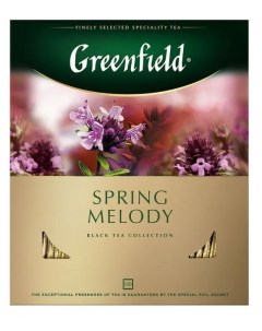 Чай черный Spring Melody с чабрецом и мятой в пакетиках 100 шт Greenfield