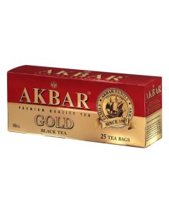 Чай черный Gold байховый мелкий в пакетиках 25х2 г Akbar
