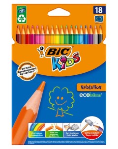 Цветные карандаши Kids Evolution 18 цветов Bic