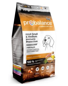 Сухой корм для собак мелких и средних пород Immuno Adult Small Medium 3 кг Probalance