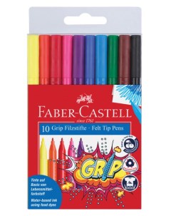 Фломастеры Grip трехгранные смываемые 10 цветов Faber-castell