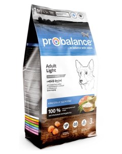 Сухой корм для собак низкой или нормальной активностью Light 3 кг Probalance