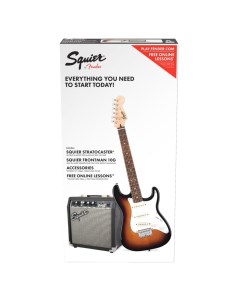 Электрогитары FENDER Stratocaster Pack Brown Sunburst Gig Bag Frontman 10G Squier