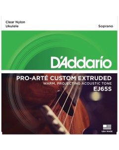 Струны для укулеле D ADDARIO EJ65S PRO ARTE CUSTOM EXTRUDED UKULELE SOPRANO D`addario