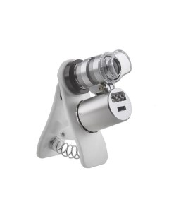 Микроскоп 60x мини с креплением для смартфона подсветкой 2 LED и ультрафиолетом 9882 W Kromatech
