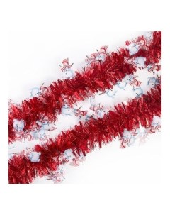 Мишура красная со снеговиками из полиэтилена 2mx8см арт 78840 Феникс present