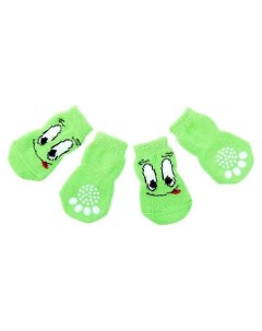 Носки нескользящие Улыбка размер М 3 4 7 см набор 4 шт зеленые Пижон