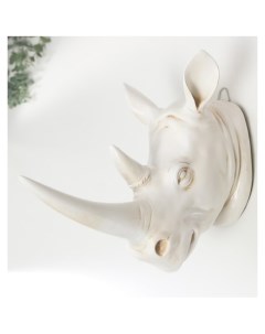 Сувенир полистоун настенный декор Голова носорога белый 24х32х15 5 см Nnb