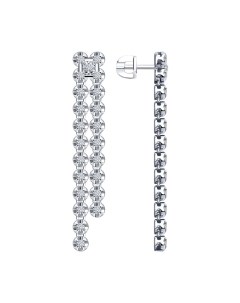 Серьги длинные из белого золота с бриллиантами Sokolov diamonds