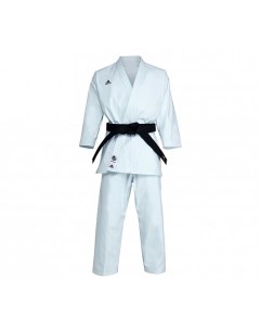Кимоно для карате подростковое K999 Shori Karate Uniform Kata WKF белое с черным логотипом Adidas