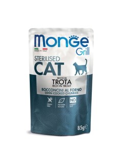 Влажный корм для кошек Cat Grill Pouch для стерилизованных итальянская форель пауч 0 085 кг Monge