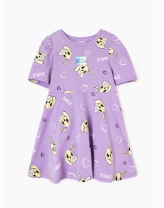Фиолетовое платье с кроликом и нашивкой для девочки Gloria jeans
