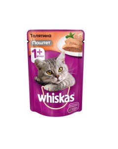 Влажный корм для кошек паштет с телятиной 85 гр Whiskas