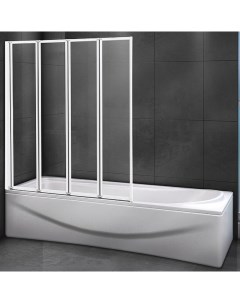 Шторка на ванну Relax 100x140 RELAX V 4 100 140 C Bi профиль Жемчужно серый стекло прозрачное Cezares