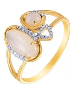 Кольцо с перламутром и бриллиантами из жёлтого золота Джей ви