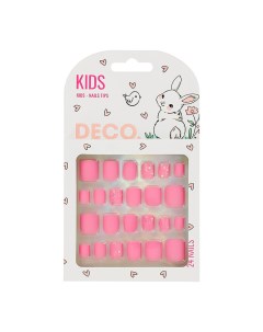 Набор детских накладных ногтей KIDS самоклеящиеся pink 24 шт Deco