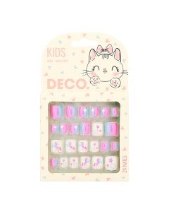 Набор детских накладных ногтей KIDS самоклеящиеся mystery 24 шт Deco