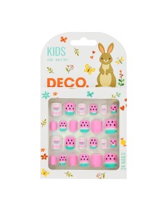 Набор детских накладных ногтей KIDS самоклеящиеся watermelon24 шт Deco
