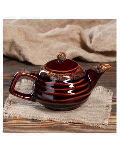 Чайник для заварки Волна коричневый 0 5 л Керамика ручной работы