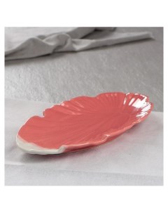 Блюдо Флора фламинго 31 см Керамика ручной работы