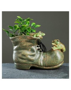 Кашпо керамическое Ботинок с жабами 19 13см Nnb