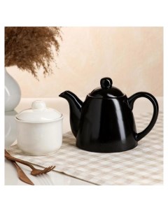 Чайная пара Чёрно белая чайник 0 7л сахарница 0 3л Керамика ручной работы