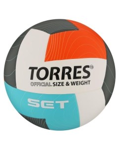 Мяч волейбольный Set размер 5 синтетическая кожа Тпу клееный бутиловая камера бело оранж серо го Torres