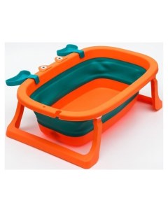 Ванночка детская складная со сливом Краб 67 см цвет бирюзовый оранжевый Nnb