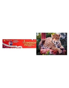 Алмазная мозаика 30 40 см классическая полное заполнение б подрамника Леопард на отдыхе Рыжий кот (red cat toys)