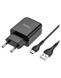 Сетевое зарядное устройство Hoco N2 USB 2 1 А кабель Type c 1 м черный Кнр